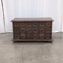 Rustic Dark Brown Wood 18-Drawer Apothecary Cabinet