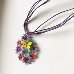 Multicolored Pendant Necklace, New