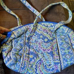 Vera Bradley Small Duffle Purse With Key Holder Blue
