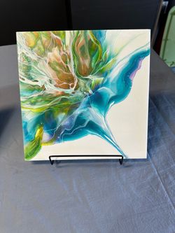Abstract Fluid Pour Painting on Canvas