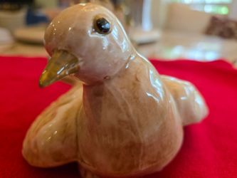 ​Vintage MM Japan Ceramic Dove Figurine Beige Tan Fan Tail Bird Peace Pigeon