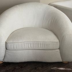 Modern Bouclé Accent Chair / Barrel Chair – Excellent Condition