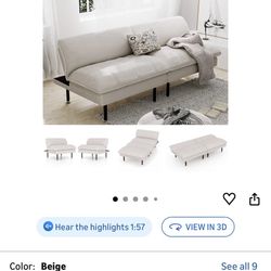 70" Futon Sofa Bed, 4 in 1 Multi-Function Couch Sleeper with Adjustable Backrest, Modern Convertible Futon, Recliner Small Loveseat for Living Room, D