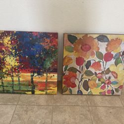Moving Sale! Set of 2 Colorful Canvas Wall Art – Modern Decor