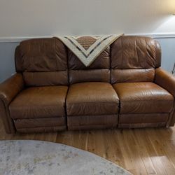 Leather Sofa -  FLEXSTEEL - 7' Long - Both Ends Recline