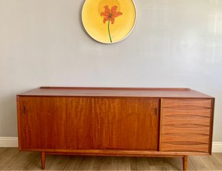 Authentic Danish Sibast by Arne Vodder Model #29 Midcentury Teak Sideboard with reversible sliding doors.