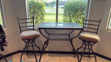 Bistro Table Set with Two Swivel Stools