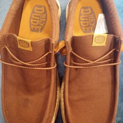 Canvas Slip On Shoes, Hey Dude Wally/ Brown, Size 10