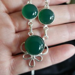 Sterling Silver And Green Onyx Choker Necklace