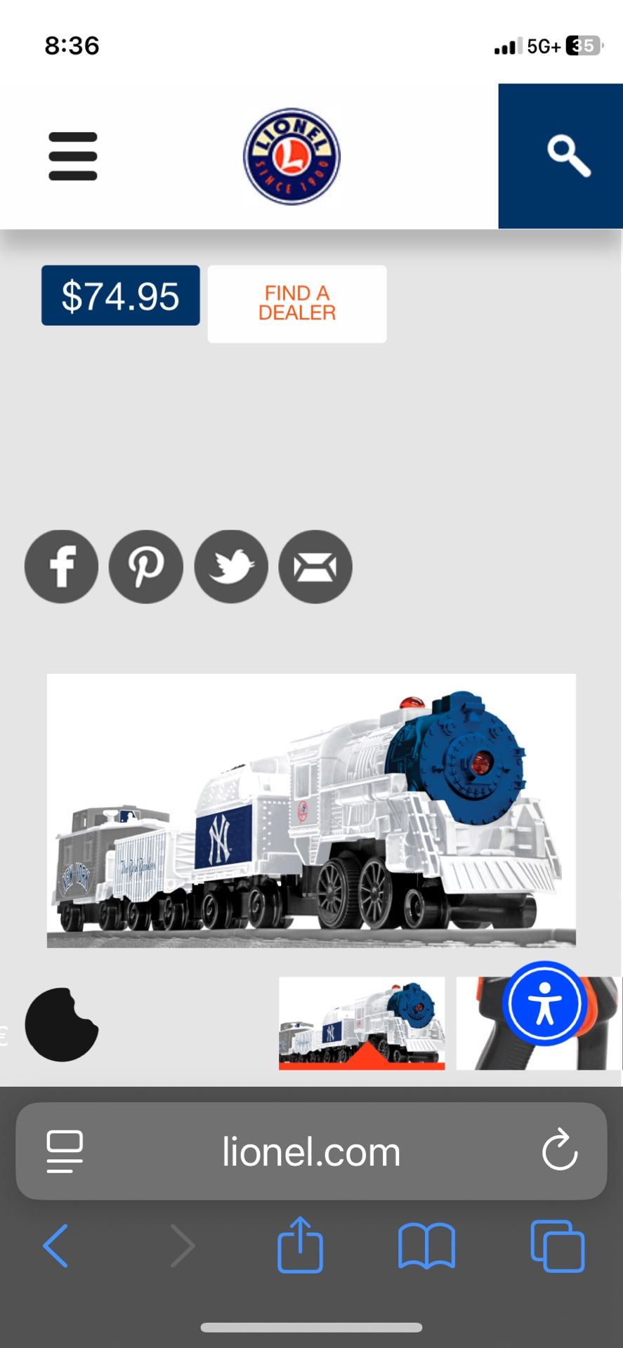 LIONEL LITTLE LINES NEW YORK YANKEE™ TRAIN PLAYSET