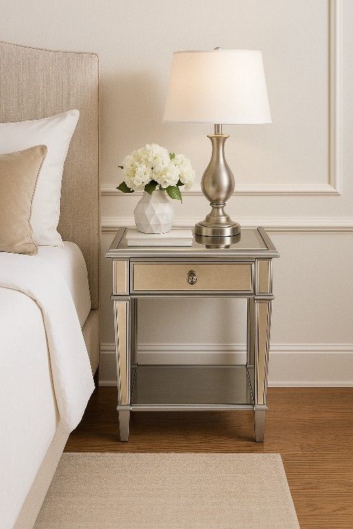 Pier 1 Imports Mirrored Side Table – Glam Nightstand 22W x 29H x 16D
