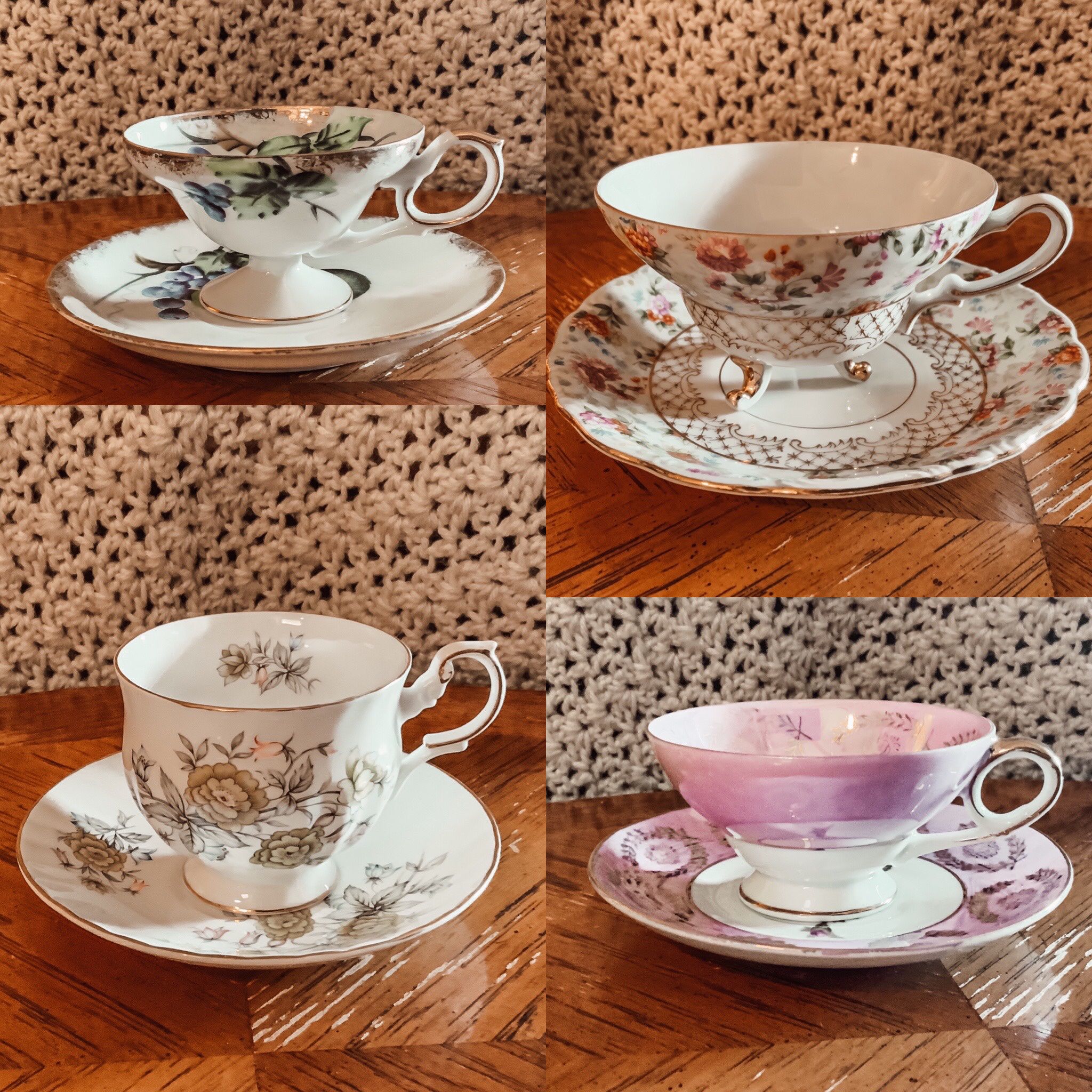 Set Of 12 Individual Matching Tea cup + Saucer
