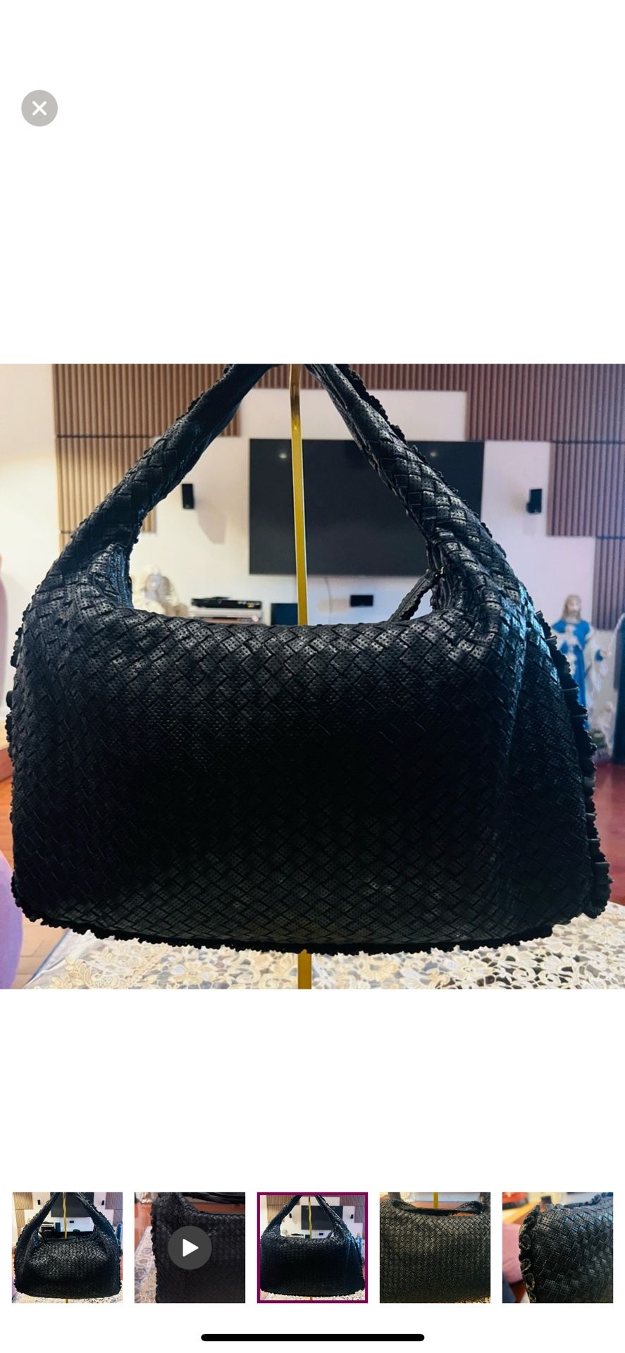 Bottega Veneta Large Hop Leather Hobo Bag
