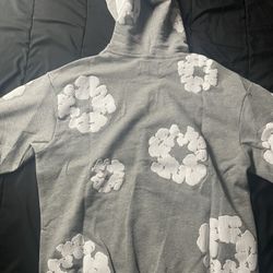 Gray And White Denim tears hoodie