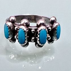 Mexico Sterling Silver Vintage Turquoise Ring 