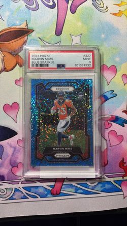 2023 Prizm Marvin Mims Blue Sparkle RC PSA 9