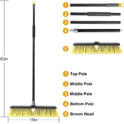 18 Inches Push Broom Outdoor- Heavy Duty Broom with 63" Long