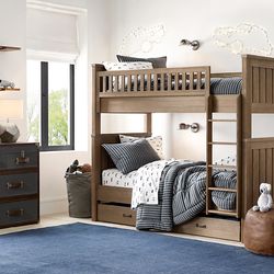 Restoration Hardware Kenwood Full over Full bunk beds with trundle and 3 mattresses