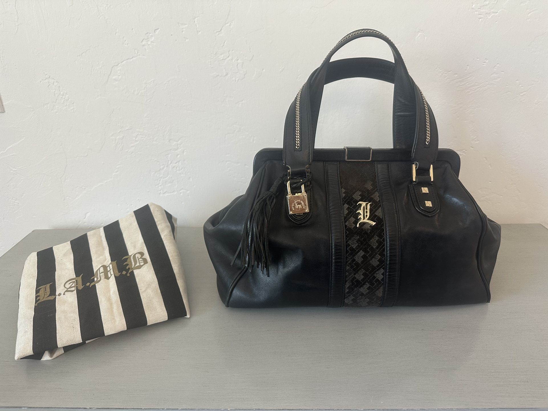 L.A.M.B. Black Purse with Gold Accents