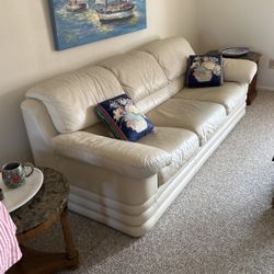 White Leather Sofa & Chair