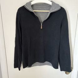 Banana Republic reversible black and gray quarter zip sweater, size medium