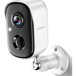 Wireless outdoor security camera with 2K HD resolution, battery power, AI motion detection, color night vision