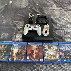 Bundle PS4 Console, PS4 Wireless  Controller,3 Games, 2 Movies