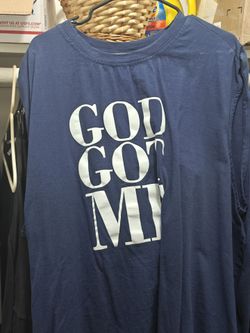 God Got Me Navy Blue Graphic T-Shirt