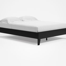 Queen- Size Black upholstered Bed Frame/Foundation
