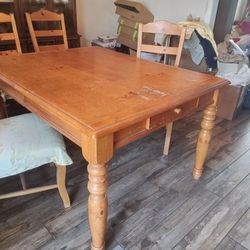 Wood Table W/6 Chair 