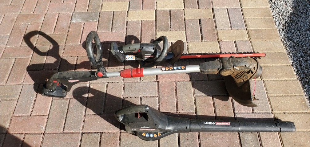 Craftsman 19.2 volt hedge trimmer weed wacker blower. tools only