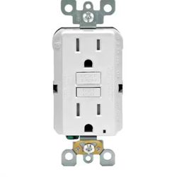 15 Amp 125-Volt Duplex SmarTest Self-Test SmartlockPro Tamper Resistant GFCI Outlet, White GFTR1-KW 