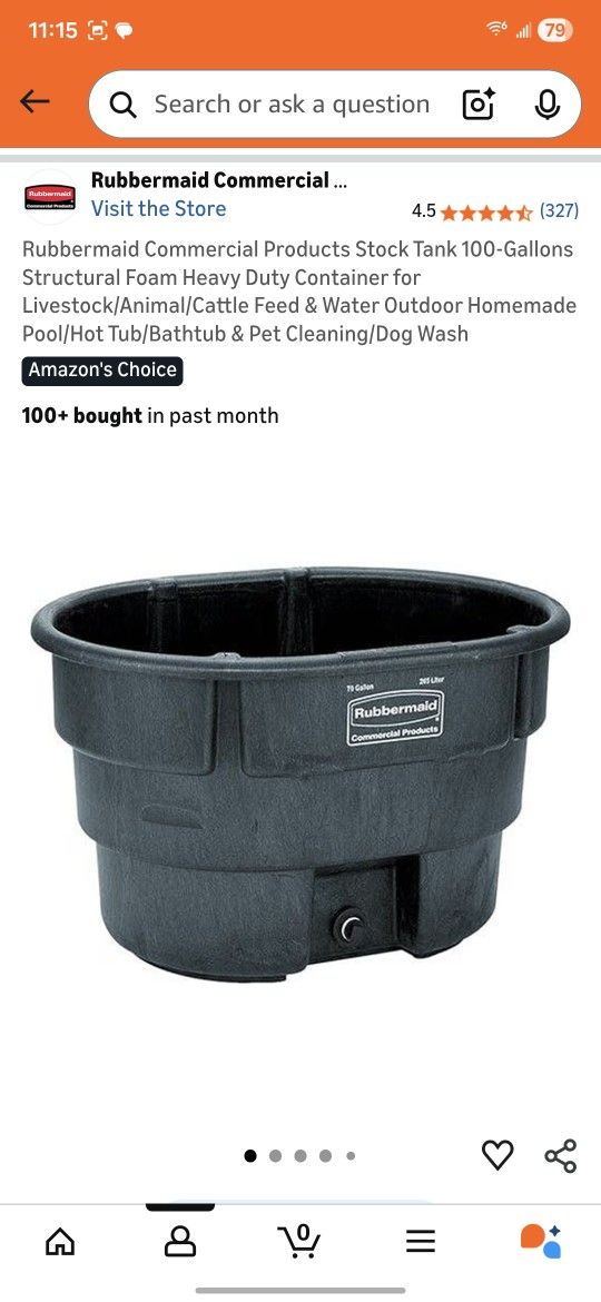 100 GALLON RUBBERMAID TUB/Trough