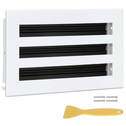 10x6 Modern AC Vent Cover, Decorative White Air Vent (Duct Opening Cutout), All Aluminium Standard Linear Slot Diffuser