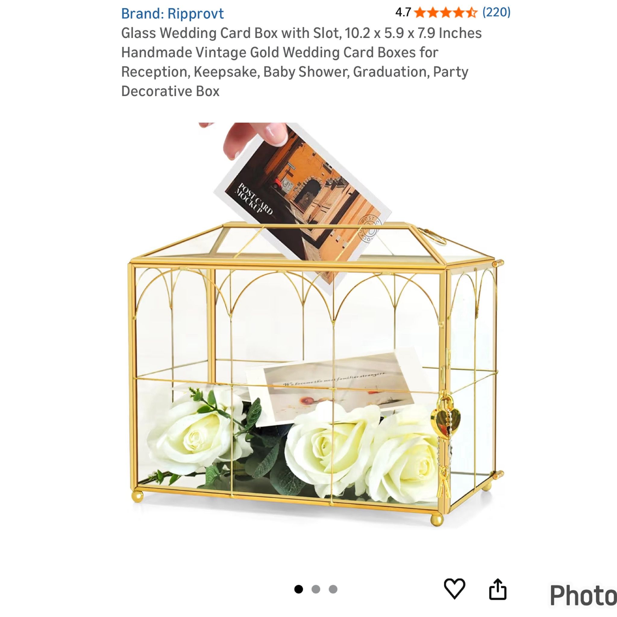 Glass Wedding Card Box Holder