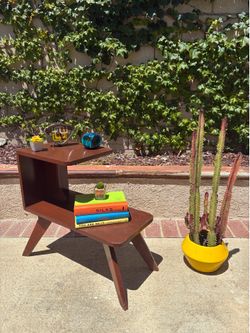 RARE 1950s Atomic Era Mid Century Modern End Table Two Tier Step