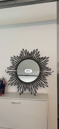 black metal sunburst wall mirror