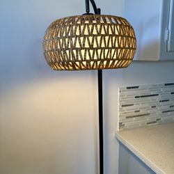 Boho Rattan Floor Lamp with Shade