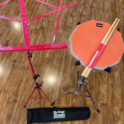 Drum set practice pad with stand and sheet music holder..$50 OBO