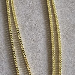Semi Solid Gold Over Silver Franco Chain 24" 4MM 