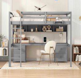 grey loft bed