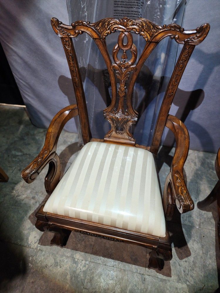 Antique Dinette Set - Chippendale Style Arm Chairs