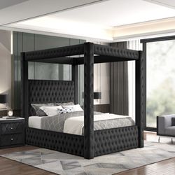 QUEEN VELVET CANOPY/PLATFORM BEDFRAME
