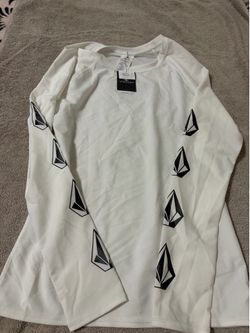 Volcom White Long Sleeve Rashguard / Swim Shirt with Logo Sleeves