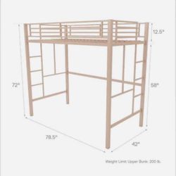 Princess Pink Loft Twin Bed Frame 