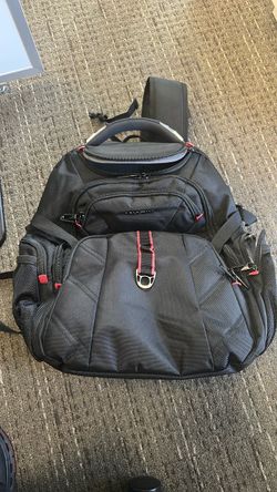 Black Tactical Backpack with Red Accents