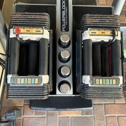 power block dumbbells with stand