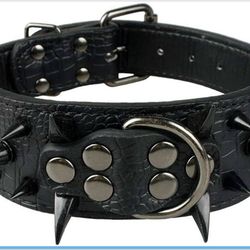 Studded spiky leather dog collar