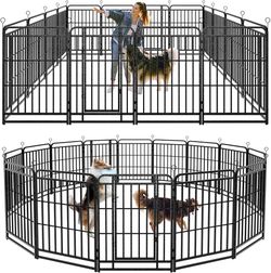 Heavy Duty Dog Playpen: 16 Steel Panels 40" Height, Square Steel Pipe with Reinforced Crossbars, 36FT 103 Sq.ft Portable Fence for Yard RV Camping, Sn