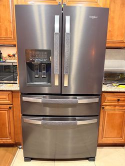 OBO Whirlpool fridge French Door Refrigerator - Black stainless steel (Model: WRX735SDHV, SKU: (contact info removed)